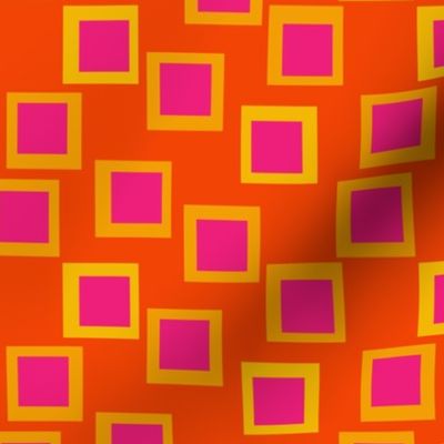 Hot Pink and Orange Funky Squares