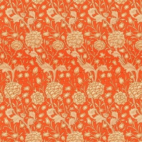 Wild Tulip - by William Morris  SMALL - dark orange Antiqued art nouveau art deco paper background