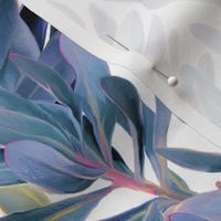Painted Protea Floral - white background - magenta and grey blue colorway - custom request