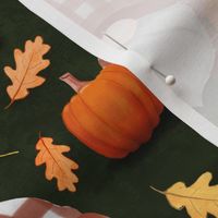 fall gnomes fabric , thanksgiving moos green