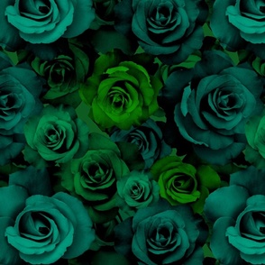 Green Roses Fabric, Wallpaper and Home Decor | Spoonflower