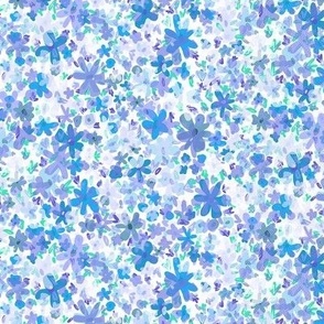 Annabelle Impressionist Blue and lilac Floral - small  scale