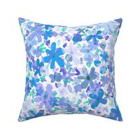 Annabelle Impressionist Blue and lilac Floral - Large wallpaper scale