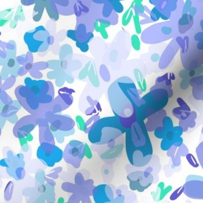 Annabelle Impressionist Blue and lilac Floral - Large wallpaper scale