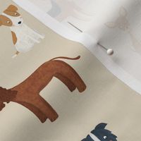 Dog breeds in a peach background