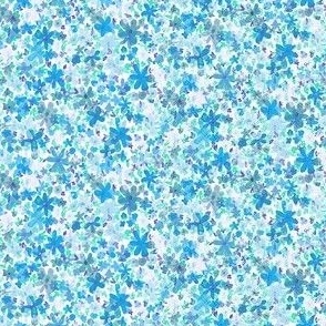 Annabelle Impressionist Blue and turquoise  Floral - tiny scale