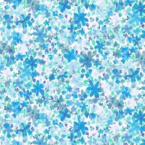 Annabelle Impressionist Blue and turquoise  Floral - small scale