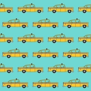 taxis on teal
