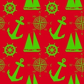 Green and Red Coastal Nautical Christmas Holiday