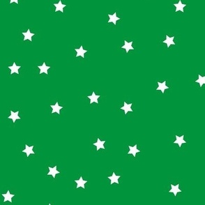 Stars Pattern Green and White Night Sky, Galaxy Fabric