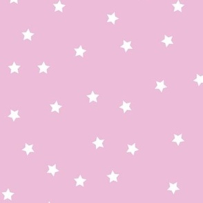 Stars Pattern Light Pink, Baby Girl Pink and White Night Sky, Galaxy Fabric