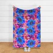 Sunflower on a bed of meadow flower in smudge Purple and magenta - Large scale