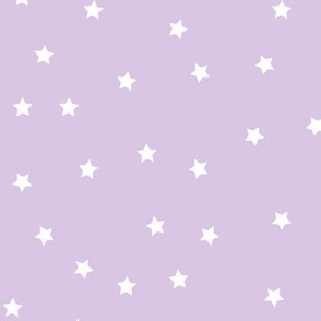 Stars Pattern Light Purple and White Night Sky, Galaxy Fabric, Lavender Light Purple