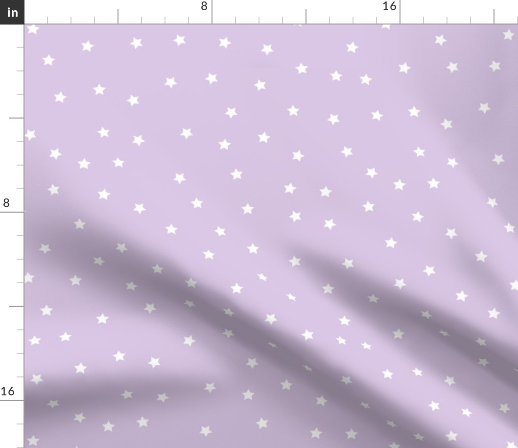 Stars Pattern Light Purple and White Night Sky, Galaxy Fabric, Lavender Light Purple