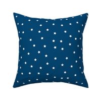 Stars Pattern Wavy Stripes Navy Blue and White Night Sky, Galaxy Fabric, Dark Blue