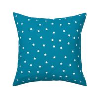 Stars Pattern Teal and White Night Sky, Galaxy Fabric, Cute Baby Fabric