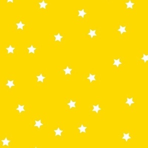Stars Pattern Yellow and White Night Sky, Galaxy Fabric, Cute Baby Fabric