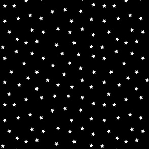Stars Pattern Black and White Night Sky, Galaxy Fabric, Cute Baby Fabric