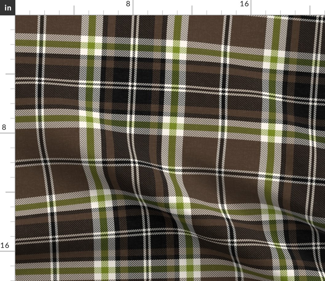 Headmaster Plaid - Brown Grass Green Large Scale