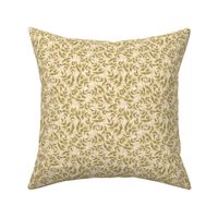 Daphne Hand Painted Small Scale Leaf Pattern Layered Print in Gold