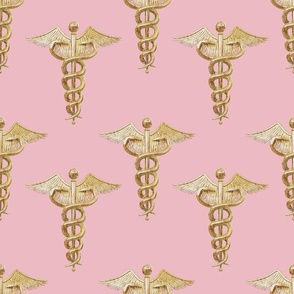 Small Registered Nurse Silver Caduceus on Pink