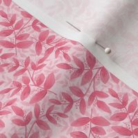 Daphne Hand Painted Small Scale Leaf Pattern Layered Print in Pink