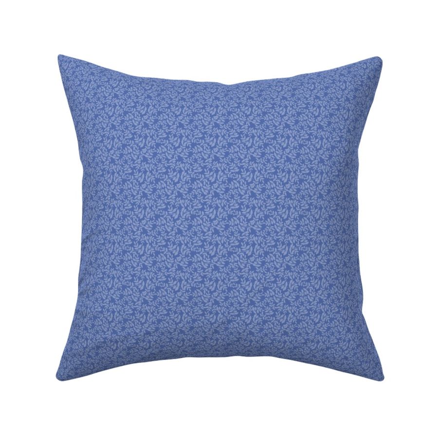 Daphne Small Scale Leaf Pattern Mini Print in Pastel Blue on Bright Dark Blue