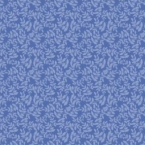 Daphne Small Scale Leaf Pattern Mini Print in Pastel Blue on Bright Dark Blue