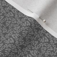 Daphne Small Scale Leaf Pattern Mini Print in Smoky Gray on Charcoal Gray