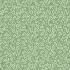 Daphne Small Scale Leaf Pattern Mini Print in Pastel Green on Bright Dusty Green