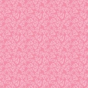 Daphne Small Scale Leaf Pattern Mini Print in Pastel Pink on Bright Dark Bubblegum Pink