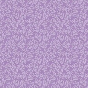 Daphne Small Scale Leaf Pattern Mini Print in Pastel Lavender Purple on Bright Dark Violet Purple
