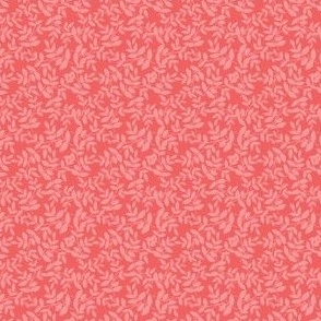 Daphne Small Scale Leaf Pattern Mini Print in Lighter Red on Bright Darker Red