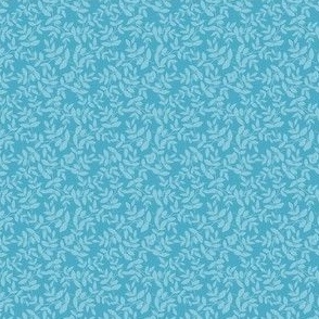 Daphne Small Scale Leaf Pattern Mini Print in Pastel Aqua on Bright Turquoise Teal