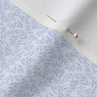 Daphne Hand Painted Small Scale Leaf Pattern Mini Print in Light Blue on Pastel Blue