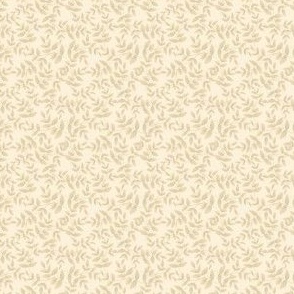 Daphne Hand Painted Small Scale Leaf Pattern Mini Print in Golden Yellow on Pastel Gold