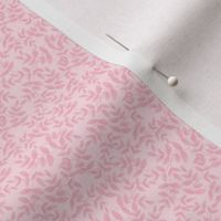 Daphne Hand Painted Small Scale Leaf Pattern Mini Print in Bubblegum Pink on Baby Pastel Pink