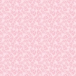 Daphne Hand Painted Small Scale Leaf Pattern Mini Print in Bubblegum Pink on Baby Pastel Pink