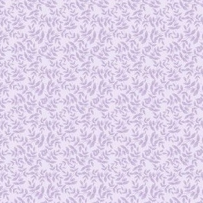 Daphne Hand Painted Small Scale Leaf Pattern Mini Print in Lavender Purple on Pastel Lilac Purple