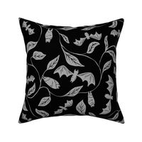 Bat Forest - cute bats among leaves - grey and black - medium