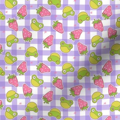 Cottage Frogs on Purple Gingham