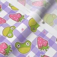 Cottage Frogs on Purple Gingham