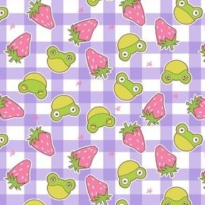 Cottage Frogs on Purple Gingham