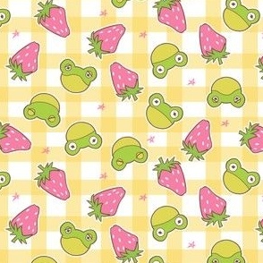 Cottage Frogs on Yellow Gingham