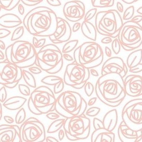 Doodle Roses Pink on White