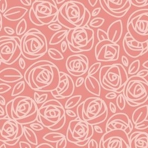 Doodle Roses Pink on Pink