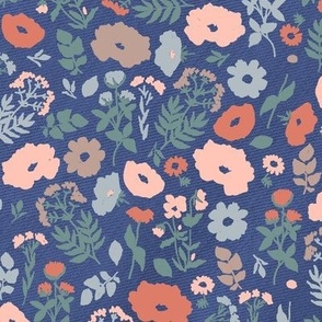 Vintage flowers with jeans background