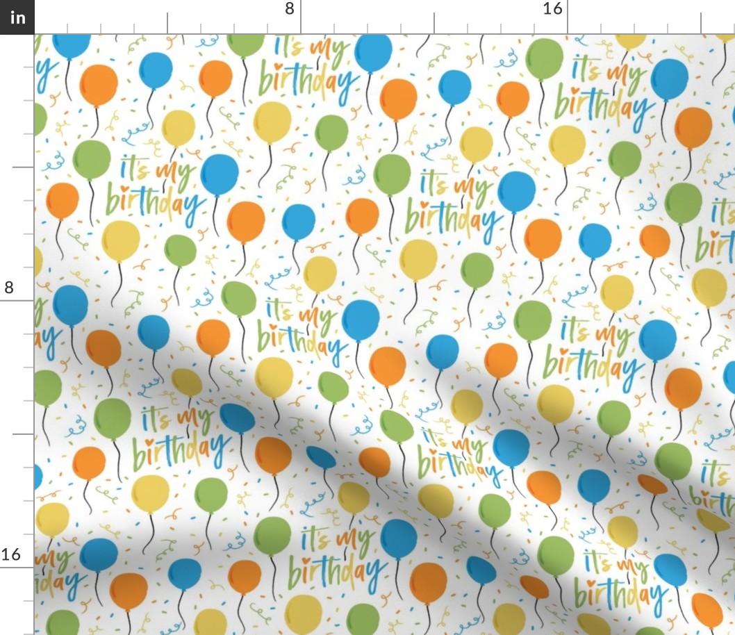 Its My Birthday Balloons- Citrus, Medium Scale