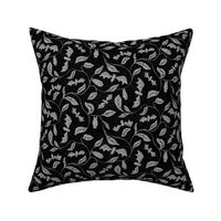 Bat Forest - cute bats among leaves - textured grey and black - small