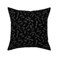 Bat Forest - cute bats among leaves - dark grey and black - small